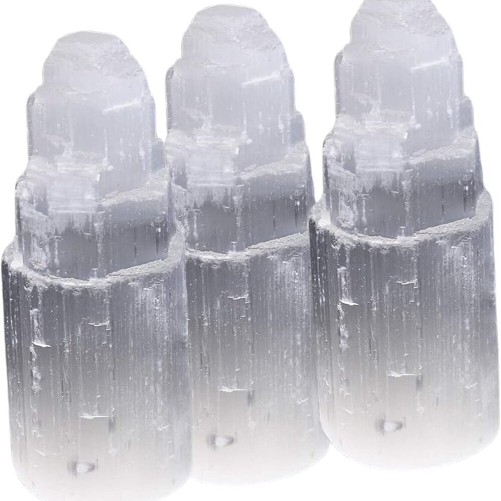 Selenite Crystal Towers for Reiki, Healing, and Energy Charging | Made in Morocc